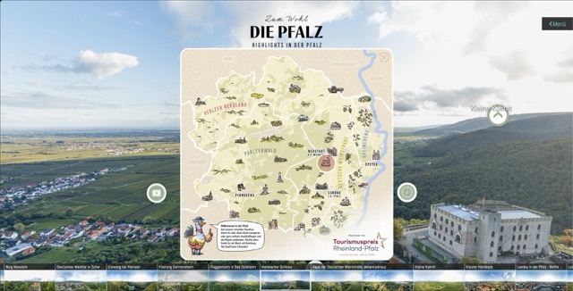Pfalz in 360&deg; &mdash; integrierte Regionen-&Uuml;bersicht am Hambacher Schloss